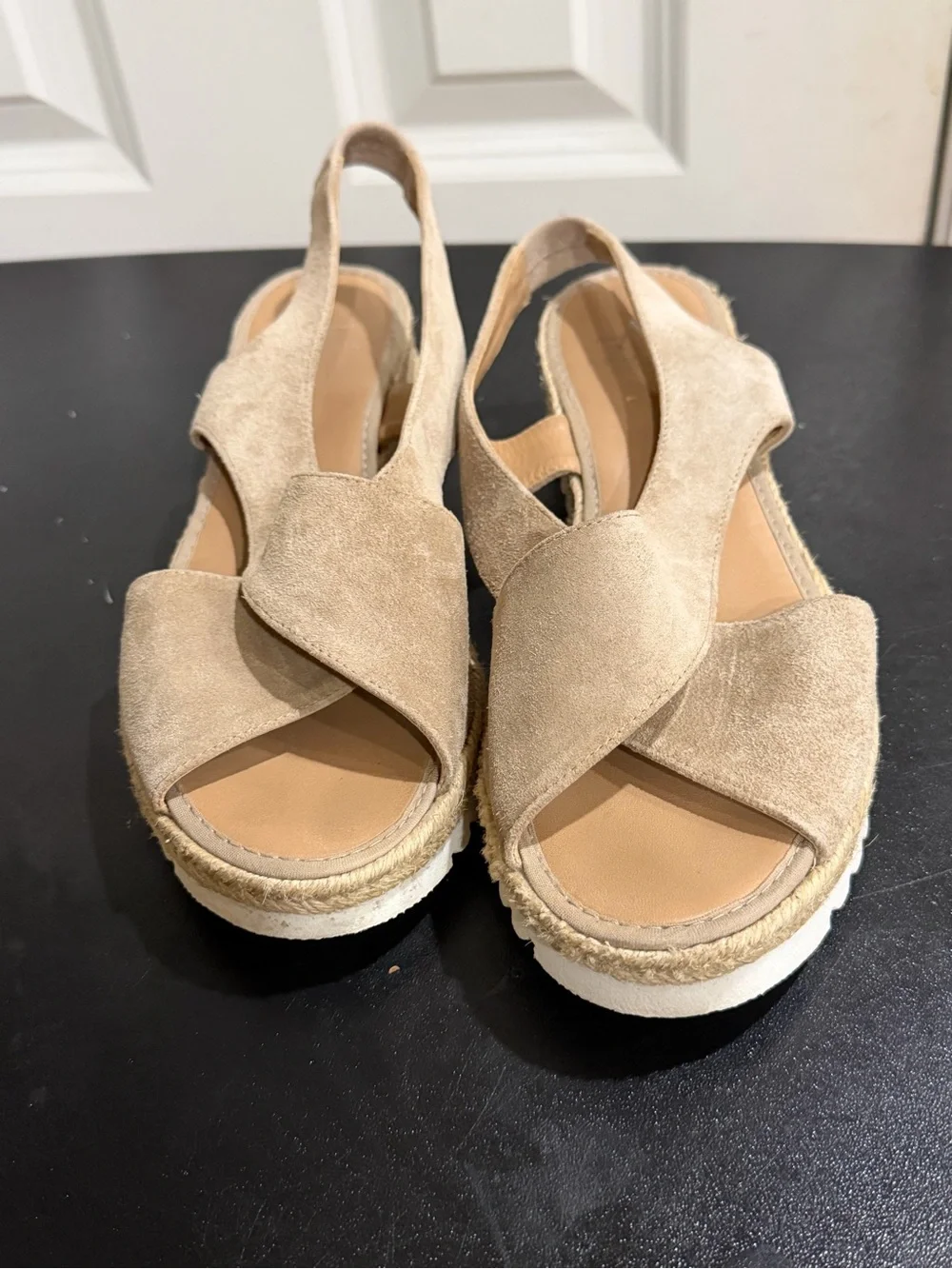 Women's Beige Suede Slingback Espadrille Sandals size 8 made in Spain